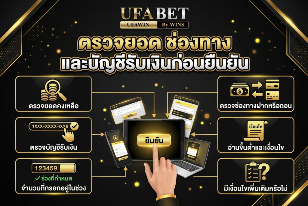 ตรวจยอด ช่องทาง และบัญชีรับเงินก่อนยืนยัน