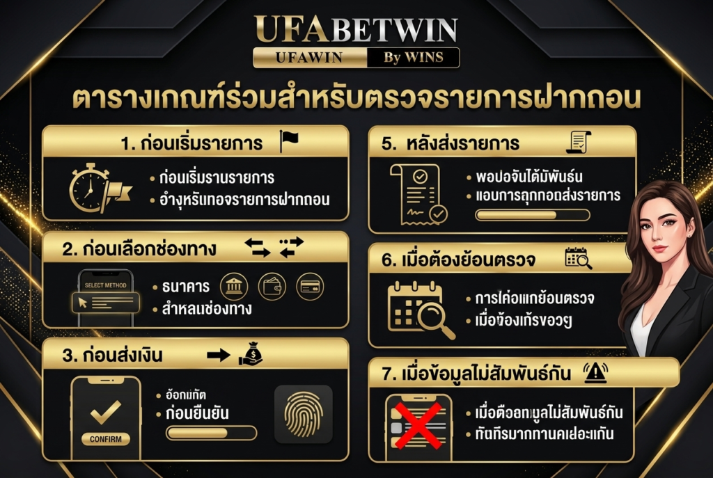 ตารางเกณฑ์ร่วมสำหรับตรวจรายการฝากถอน